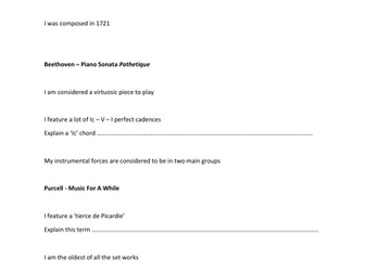 Edexcel GCSE Music - Set Work Treasure Hunt