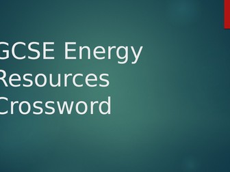 GCSE Energy Resources P3 Crossword Revision Activity