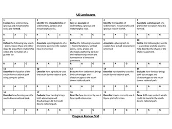 UK Landscapes Question Grid - GCSE Geography