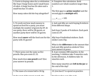 Multiplication and Division Word Problems - SATs Style - Year 6