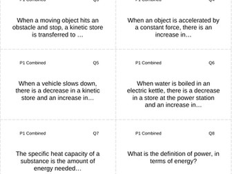 AQA GCSE Physics / Trilogy - Revision Cards (P1)