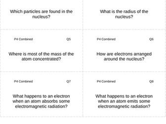 AQA GCSE Physics / Trilogy - Revision Cards (P4)