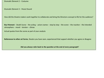 A Level Drama Edexcel Component 3 Writing Frames