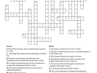 GCSE Physics Paper 2 Revision Crossword