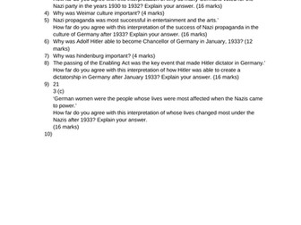 AQA Germany history questions