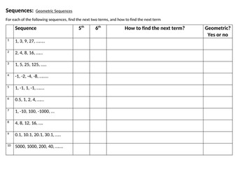 Sequences worksheets for Foundation with answers