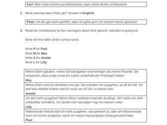 GCSE German Foundation Reading revision