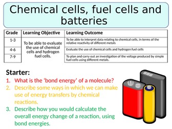 NEW AQA GCSE (2016) Chemistry  - Chemical cells, batteries and fuel cells