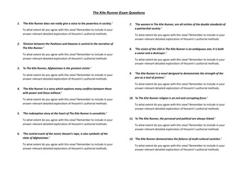 AQA ENGLISH LITERATURE SOCIAL AND POLITICAL - THE KITE RUNNER EXAM QUESTIONS