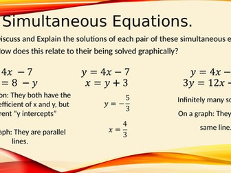 Simultaneous Equations - How many solutions - Extension