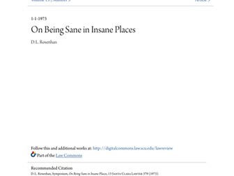 Rosenhan (1973) On being sane in insane places original journal