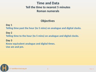 Tell time to 5 minutes; Roman numerals - Teaching Presentation - Year 3