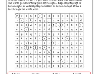 Irregular past tense wordsearch
