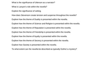 Practice exam questions, Jekyll and Hyde