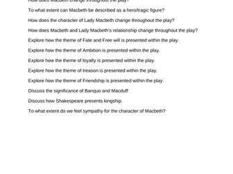 Practice exam questions Macbeth