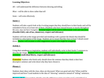 Creative Writing: Show vs Tell (3 full lessons)