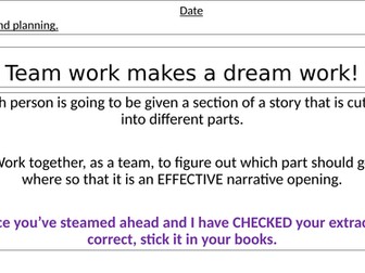 Narrative unit of work Y9