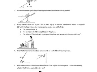 Vector Forces and Three Forces in Equilibrium Worksheets and Answers