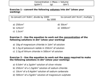 GCSE Calcutaing Concentrations