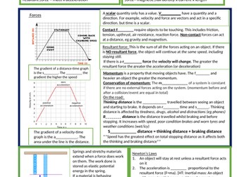 Physics on a Page Pack - Last minute revision pages for separate and trilogy paper 1 and paper 2