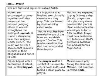 Revision activities Islam Religious studies