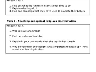 Activity booklet Human Rights Christianity and Islam
