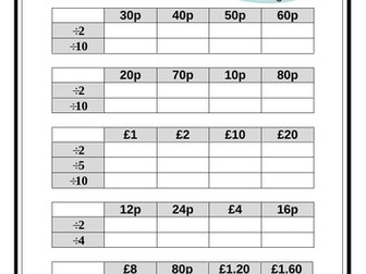 Divide Money Worksheet