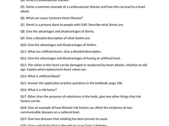 Summary questions on Health and Disease