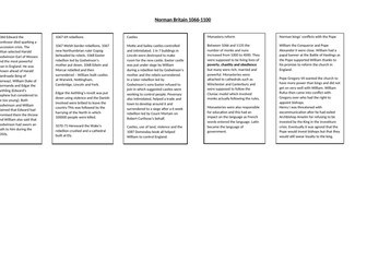 AQA Norman Britain 1page course overview