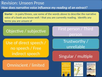 Unseen Prose lesson on Narrative Voice