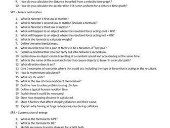 157 short answer revision questions for GCSE physics paper 1 Edexcel spec