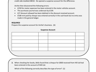 Suspense Accounts and General Journal