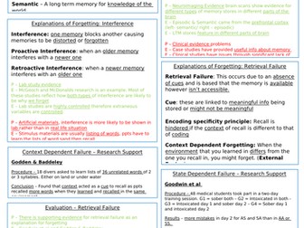 Psychology A-Level - Memory Revision