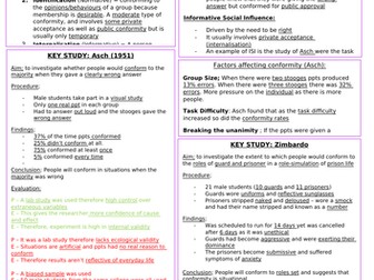 Psychology A-Level - Social Influence Revsion