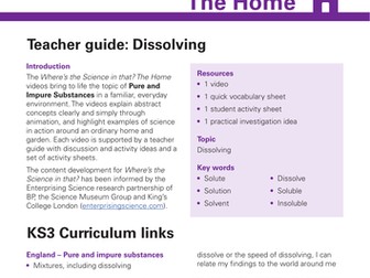 Dissolving - Teacher Guide