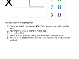 2 x 1 digit multiplication investigation