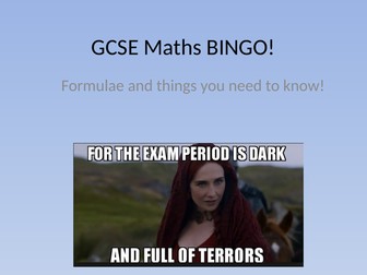 GCSE Maths Formulae BINGO! Foundation