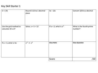 KS3 Key Skill Starters