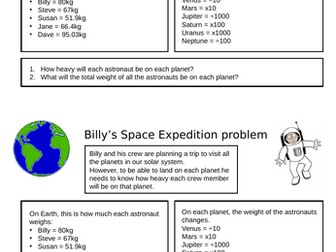 Space themed multiplying and dividing by 10/100/1000 worksheet