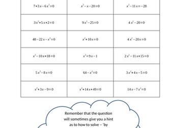 Higher Tier Solving Mixed Quadratic Equations.