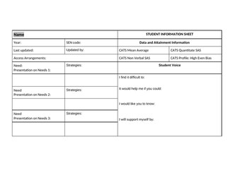 SEND Student Information Sheet