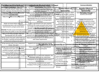 OCR GCSE PE Commercialisation in Sport Revision Sheet