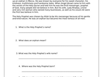 Holy Prophet worksheets