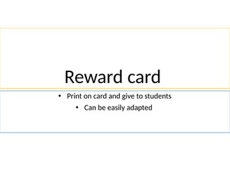 REWARD  LOYALTY CARD