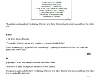 Gothic A Level Exam Style Questions