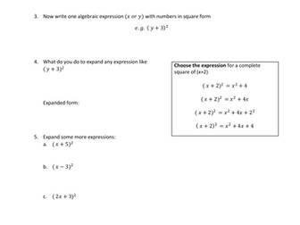 Investigation: Quadratic Vertex Form