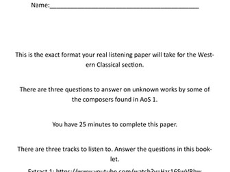 AQA A-Level Music Western Classical Section A (Listening) Style Questions - AoS 1