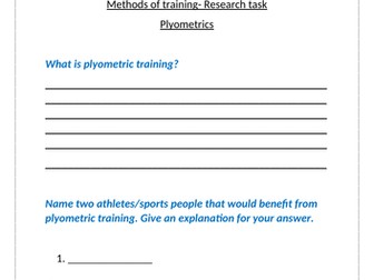 Plyometrics research task