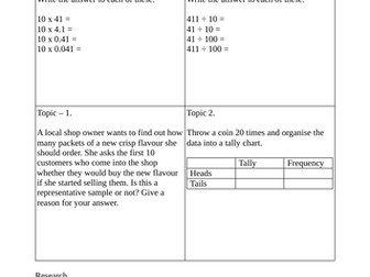 Specifying a Problem & Interpreting Data Homework Pack. Maths KS3/GCSE