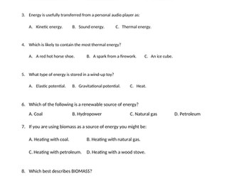 Grade 8 Physics Exam